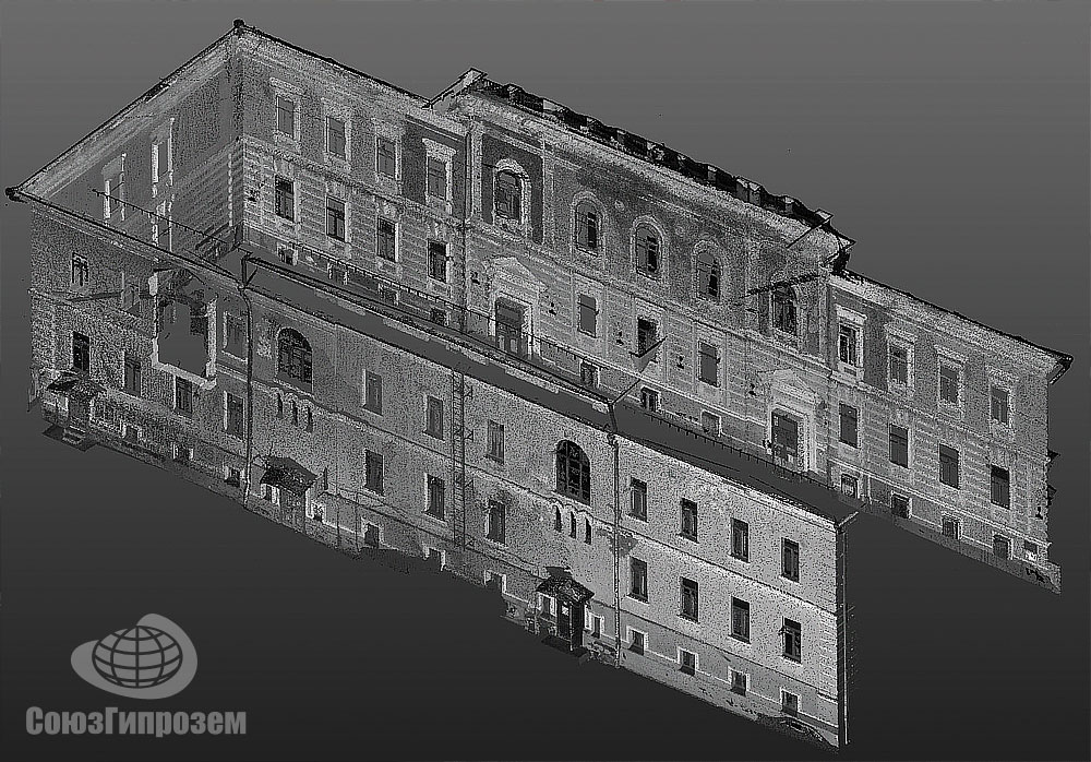 3D модель фасадов здания МАрхИ, построенная по данным лазерного сканирования