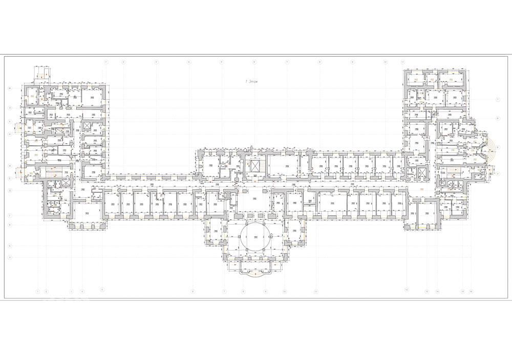 Обмерный план 1 этажа здания эндокринологического центра