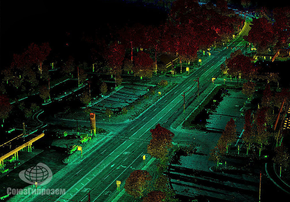Облако точек мобильного лазерного сканирования городского квартала