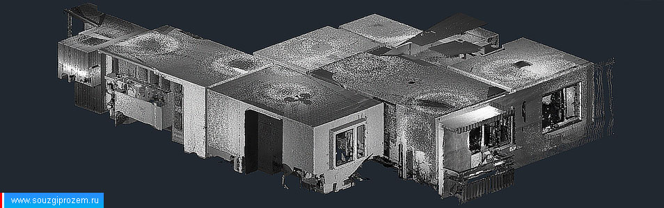 Сшитое облако точек — точечная 3D модель квартиры, полученная в результате лазерного сканирования для целей дизайна интерьеров