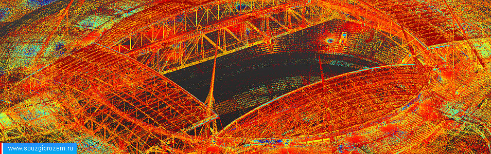 Фрагмент сшитого облака точек стадиона «Санкт-Петербург Арена», полученного по данным лазерного сканирования